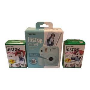 BRAND NEW FUJIFILM Instax Mini 9 Ice Blue Instant Film Camera NIB & 2 NEW FILM